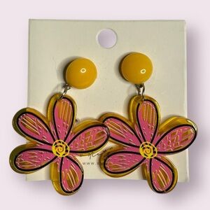 Little Things Pink and Yellow Flower Earrings